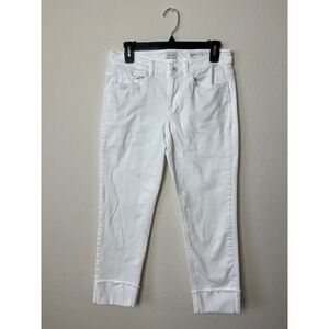 J Jill Denim Authentic Fit Cropped White Jeans Size 4‎ Cuffed Hem Casual